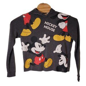 Disney Mickey Mouse Hooded Sweatshirt Size Medium‎ Gray Drawstring Hoodie